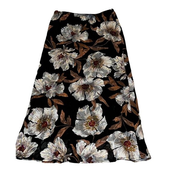 Band of the Free NWT Rho Black Floral Slip Skirt Sz Small Black Cream - Picture 14 of 16